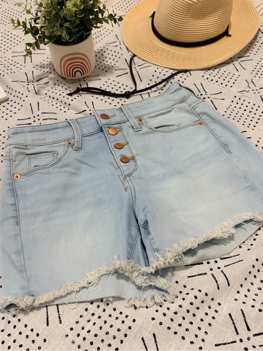 Universal Thread Light Blue High-Rise Button-Front Denim Shorts